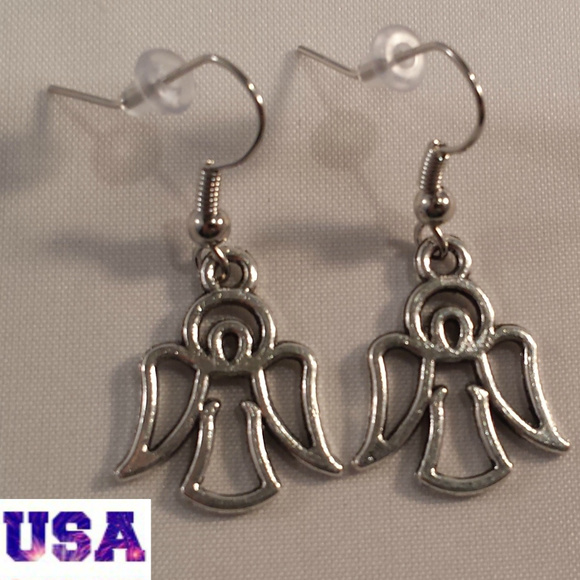 Silver Singing Angel Earrings Hypoallergenic Hooks - Picture 2 of 2